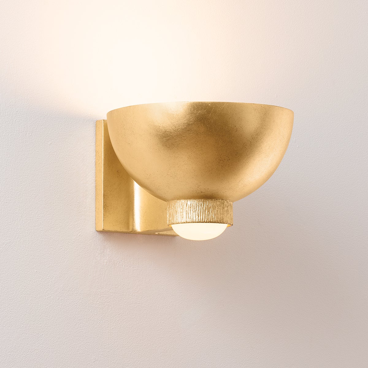 Hudson Valley Lighting Fairview 1-Light Wall Sconce in Vintage Gold Leaf with Open Bowl Design