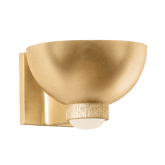 Hudson Valley Lighting Fairview 1-Light Wall Sconce in Vintage Gold Leaf with Open Bowl Design