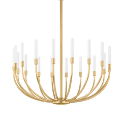 Amalthea 18-Light LED Chandelier in Vintage Brass - Adjustable Height, Dimmable Ceiling Light