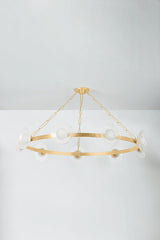 Almandine 9-Light Chandelier by Corbett Lighting, Vintage Gold Leaf Finish, Elegant Floral Shades