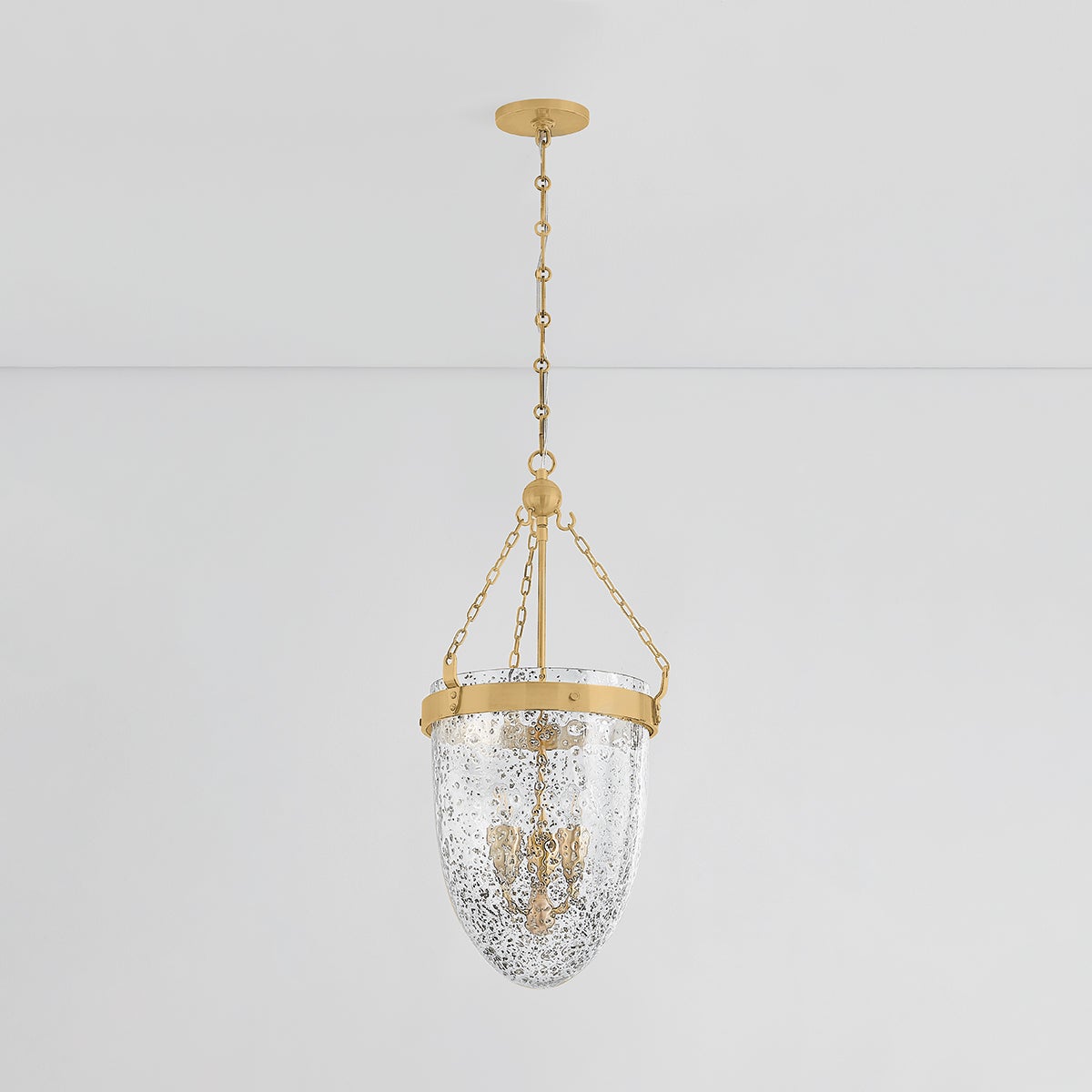 Angus Lantern 26.5" H Ceiling Light by Corbett Lighting in Vintage Brass with Mica Glass Shade