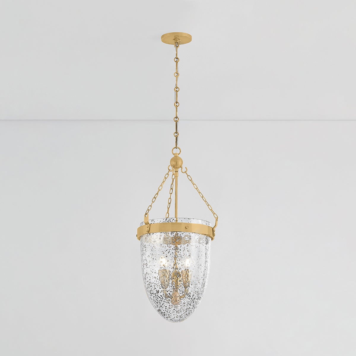 Angus Lantern 26.5" H Ceiling Light by Corbett Lighting in Vintage Brass with Mica Glass Shade