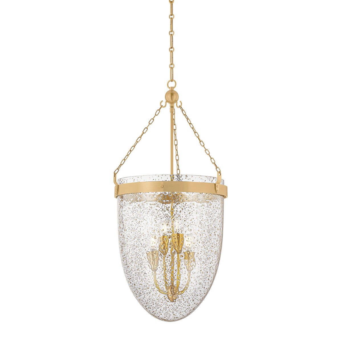 Angus Large Lantern by Corbett Lighting - Vintage Brass, Mica Glass Shade, 4-Light Ceiling Fixture, UL Damp Rated