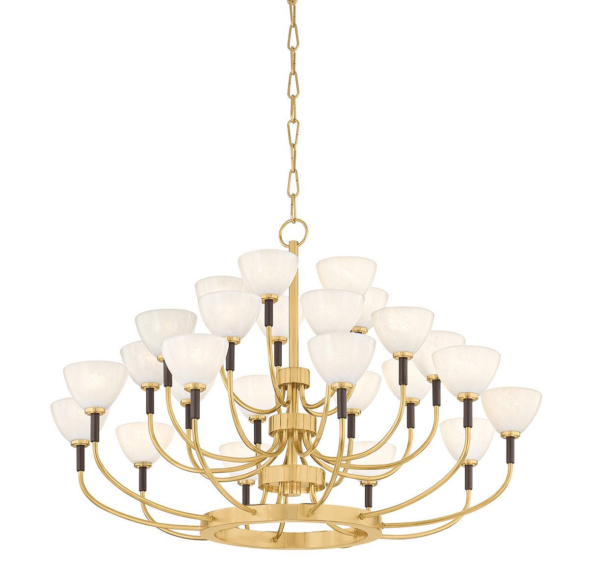 Brahma 25-Light Chandelier by Corbett Lighting, Vintage Brass and Bronze, Dimmable, Adjustable Height