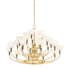 Brahma 25-Light Chandelier by Corbett Lighting, Vintage Brass and Bronze, Dimmable, Adjustable Height