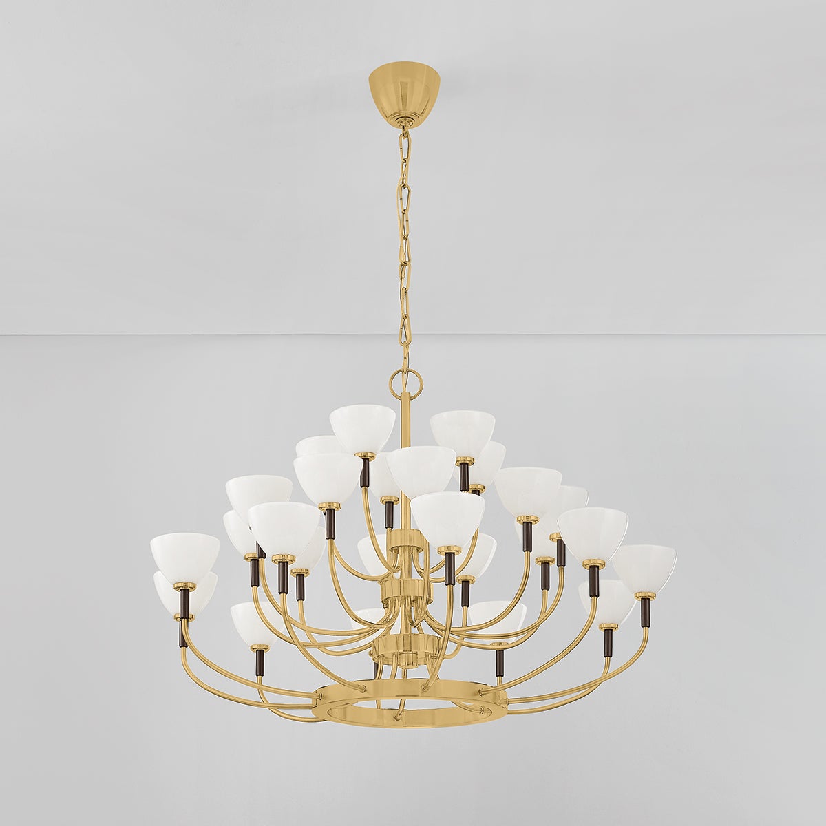 Brahma 25-Light Chandelier by Corbett Lighting, Vintage Brass and Bronze, Dimmable, Adjustable Height