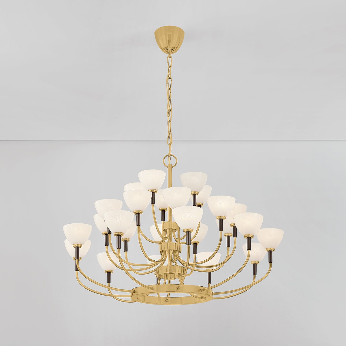 Brahma 25-Light Chandelier by Corbett Lighting, Vintage Brass and Bronze, Dimmable, Adjustable Height