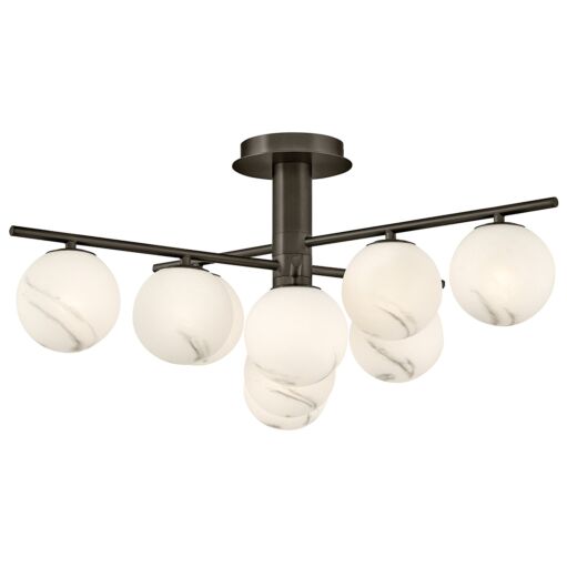 Selene Large Semi-Flush Mount Light - Modern Design with Swirled Glass Globes by Fredrick Ramond