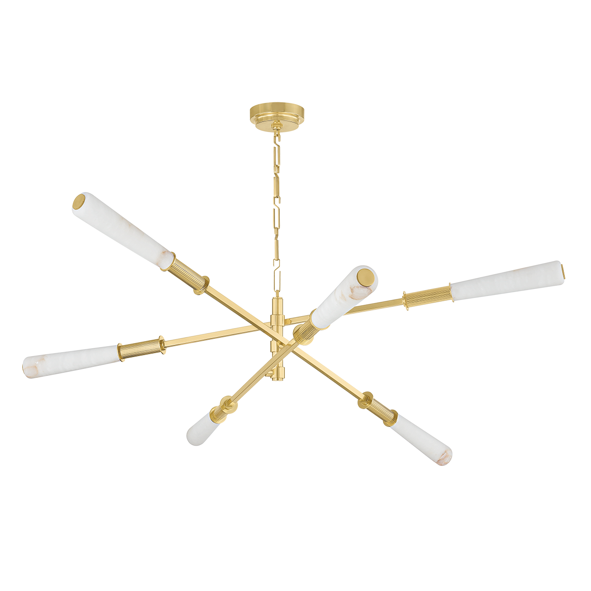 Dashiell 6-Light Large Chandelier by Corbett Lighting - Vintage Polished Brass with Alabaster Shades