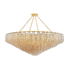 Hudson Valley Lighting Watertown 33-Light Chandelier, Aged Brass, Art Deco Design with Customizable Height