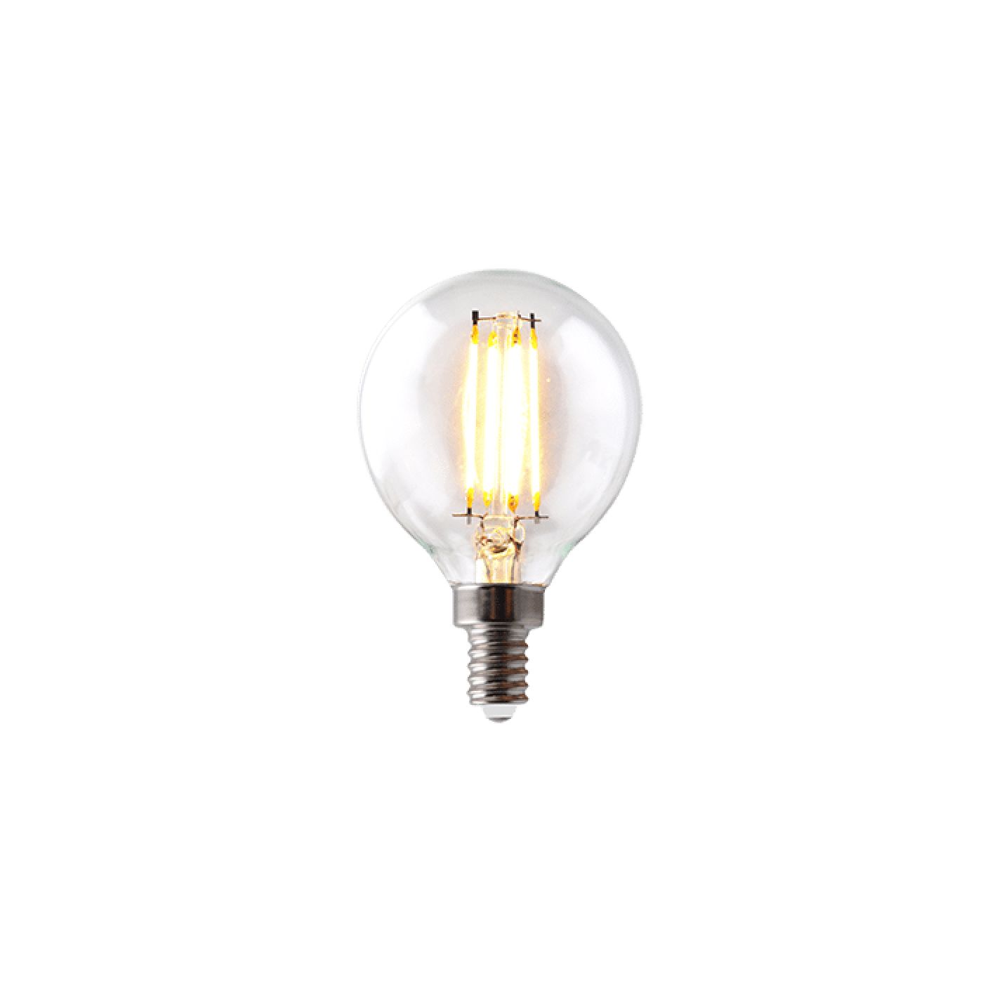 3.8 Watt LED Premium Filament G16.5 Bulb, 350 Lumens, 2700K, E12 Base, 92 CRI, Dimmable, 120V