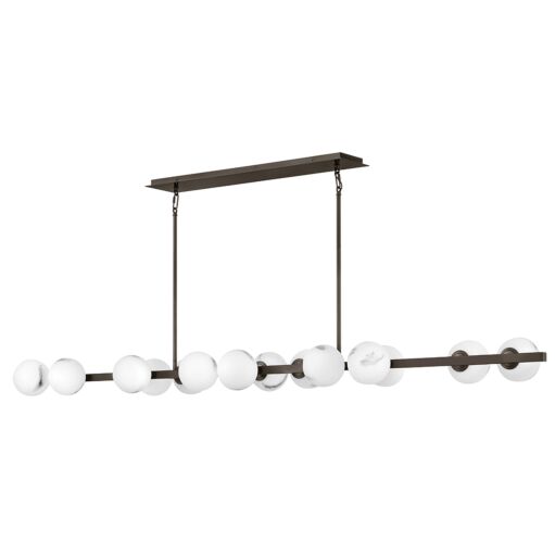 Selene 14-Light Linear Chandelier by Fredrick Ramond - Modern Swirled Glass Elegance