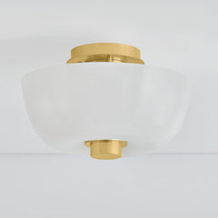 Dove 15" Flush Mount Ceiling Light With Aged Brass Finish & Bubble Glass Design by Hudson Valley Lighting