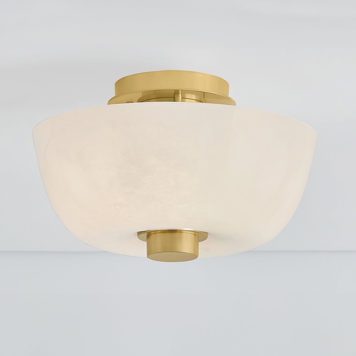 Dove 15" Flush Mount Ceiling Light With Aged Brass Finish & Bubble Glass Design by Hudson Valley Lighting