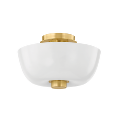 Dove 15" Flush Mount Ceiling Light With Aged Brass Finish & Bubble Glass Design by Hudson Valley Lighting