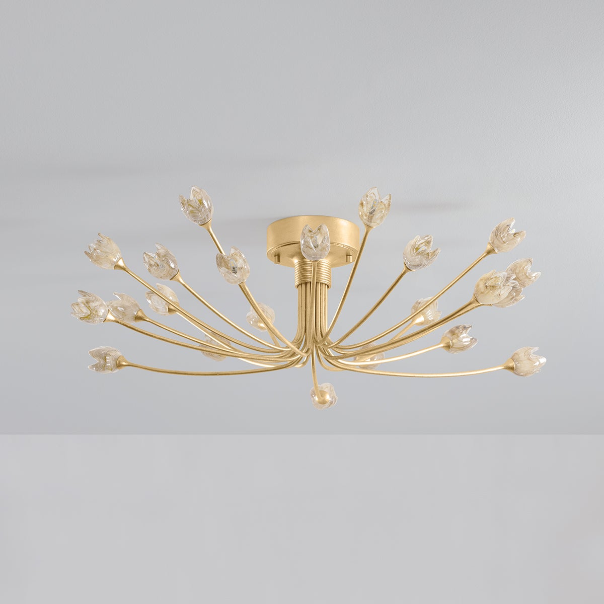 Falkirk 22-Light Semi Flush Ceiling Light by Hudson Valley Lighting, Vintage Gold Leaf Finish