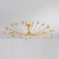 Falkirk 30-Light Semi Flush Mount - Vintage Gold Leaf with Dimmable Champagne Glass Shades