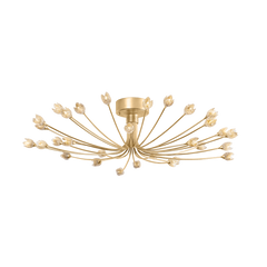 Falkirk 30-Light Semi Flush Mount - Vintage Gold Leaf with Dimmable Champagne Glass Shades