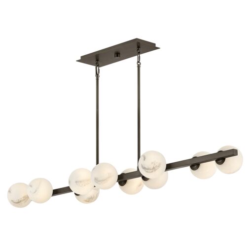 Selene Large 10-Light Linear Pendant by Fredrick Ramond - Dimmable, Customizable with Swirled Glass Globes