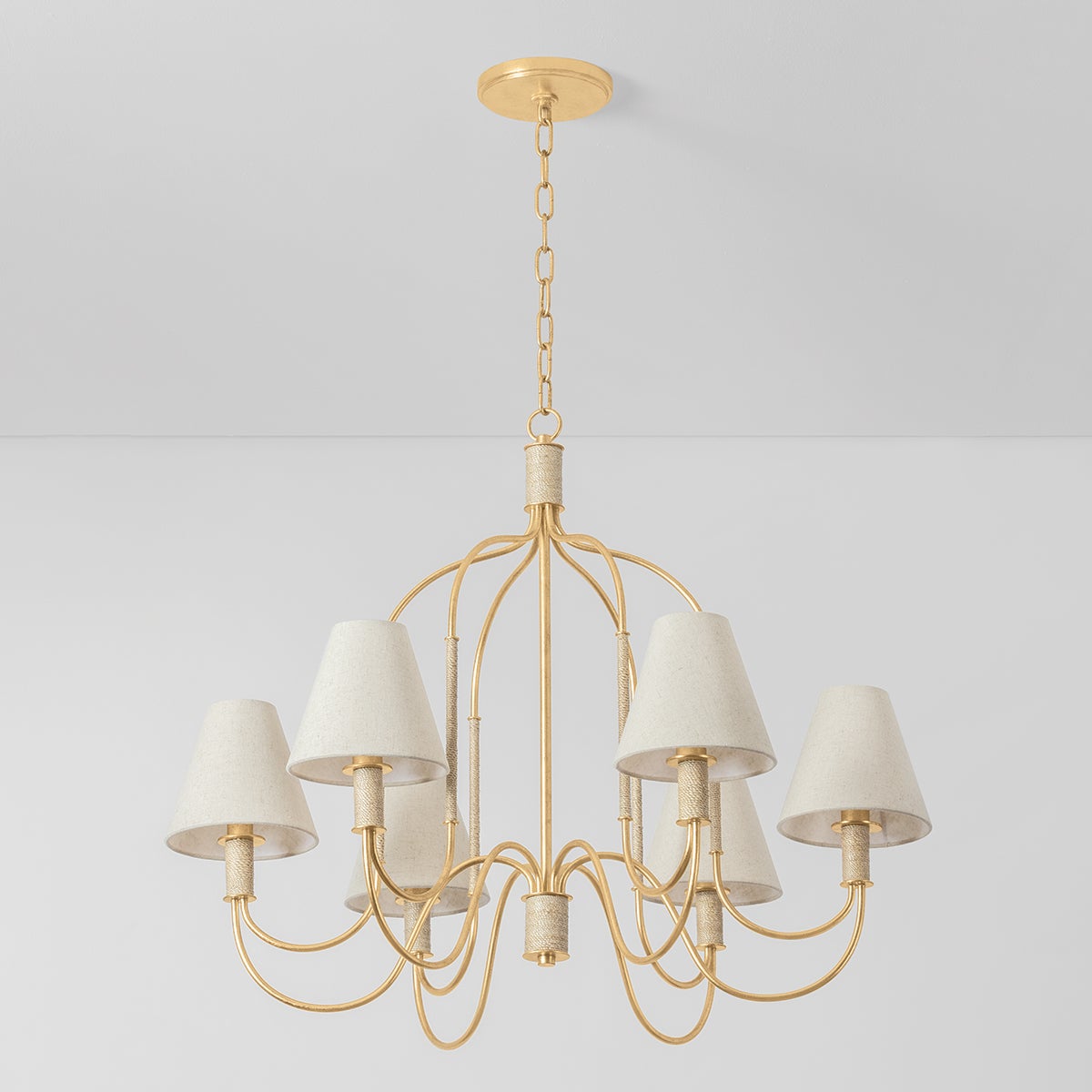 Warrensburg 6-Light Chandelier by Hudson Valley Lighting, Vintage Gold Leaf Finish, Dimmable Design