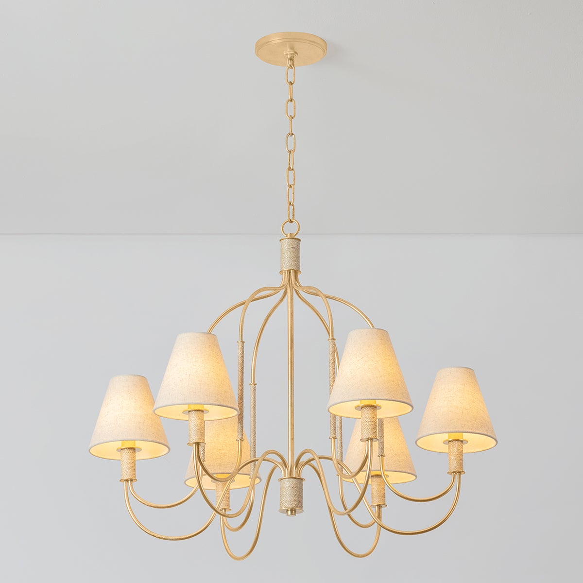 Warrensburg 6-Light Chandelier by Hudson Valley Lighting, Vintage Gold Leaf Finish, Dimmable Design