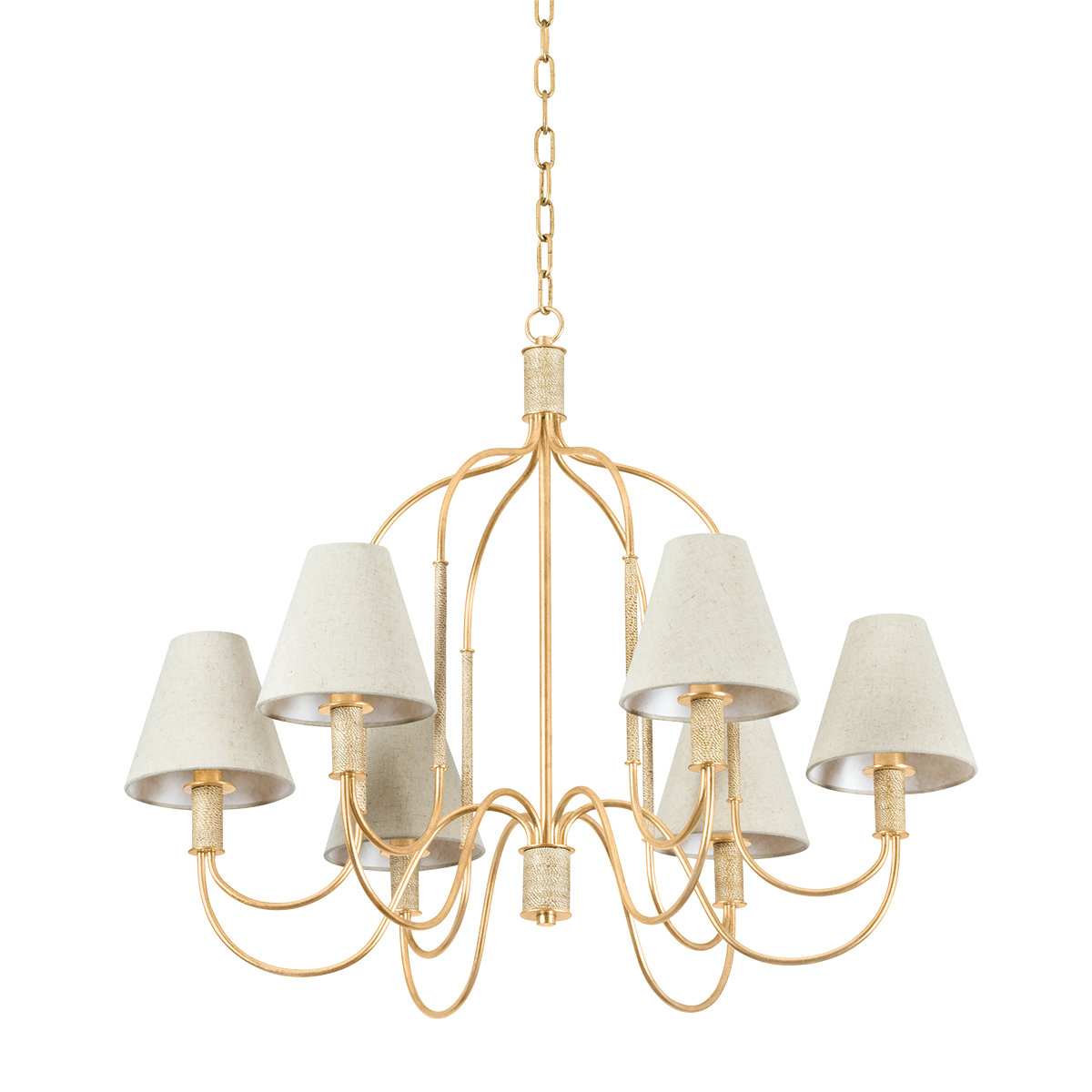 Warrensburg 6-Light Chandelier by Hudson Valley Lighting, Vintage Gold Leaf Finish, Dimmable Design