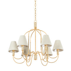 Warrensburg 6-Light Chandelier by Hudson Valley Lighting, Vintage Gold Leaf Finish, Dimmable Design