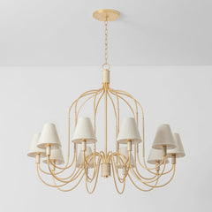 Warrensburg 10-Light Vintage Gold Leaf Chandelier by Hudson Valley Lighting, Adjustable Height, UL Damp Rated