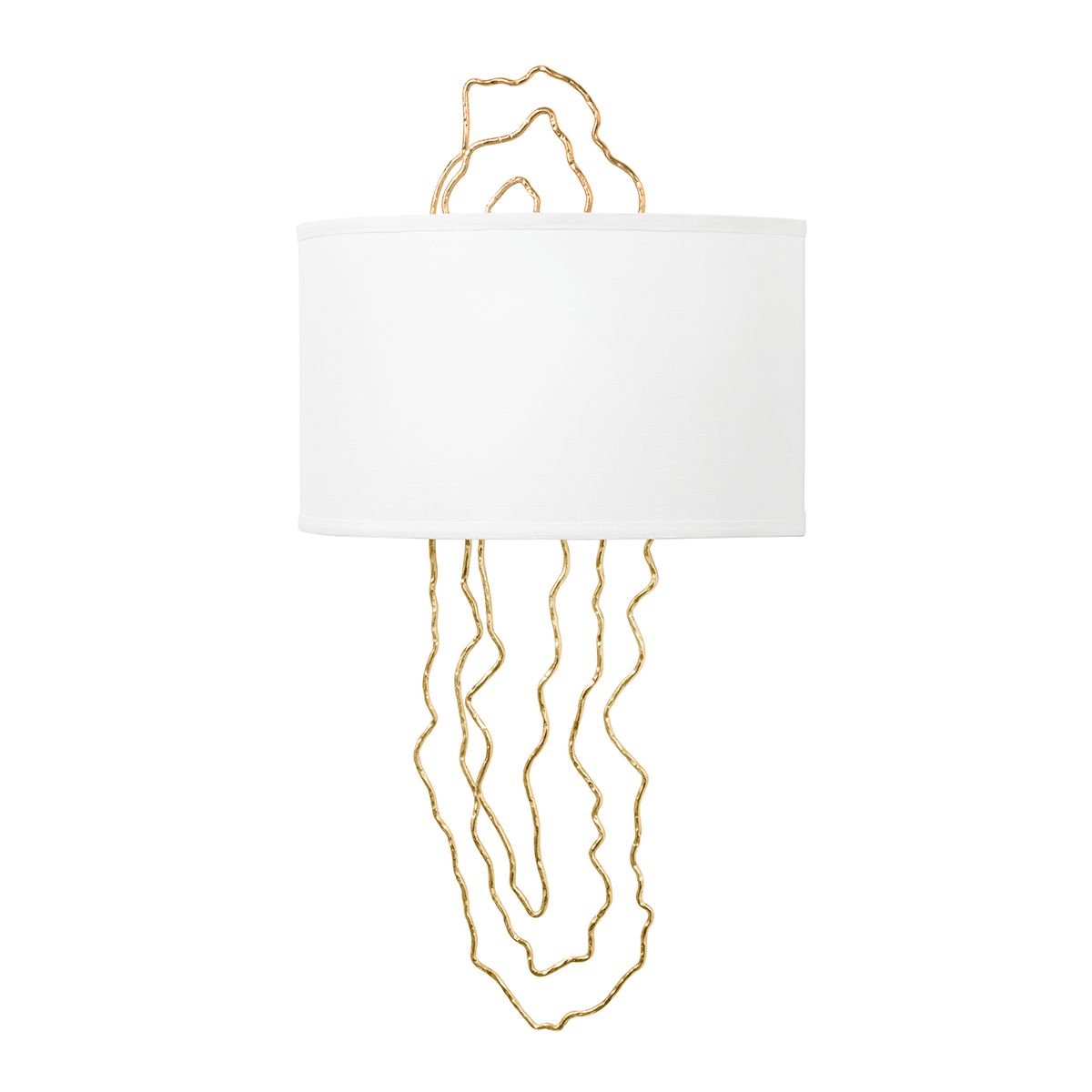 5Th Avenue Sconce by Corbett Lighting - Vintage Gold Leaf Finish, Dimmable Double Lighting, 25.75” Height