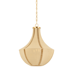 Hudson Valley Lighting Cascade Lake Pendant - 24.75" Height, Dimmable Jute Design, Vintage Gold Leaf