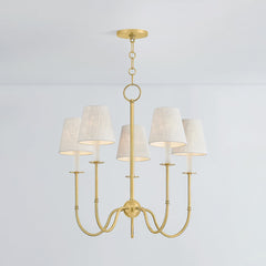 Amina 5-Light Chandelier by Hudson Valley Lighting, Aged Brass Finish with Linen Shades