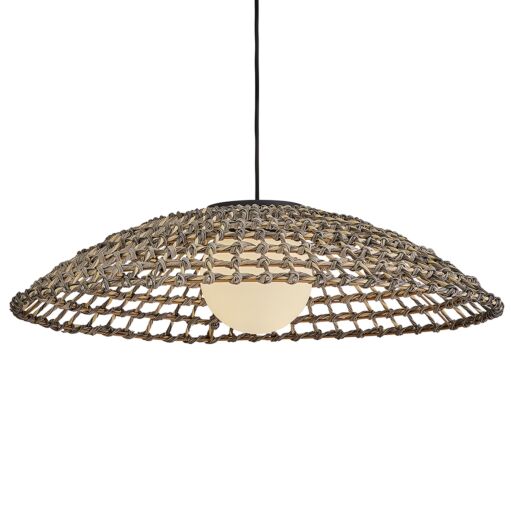 Arlen Large Outdoor Hanging Pendant Light by Hinkley Lighting - Black Rattan 8.25"H x 30"W