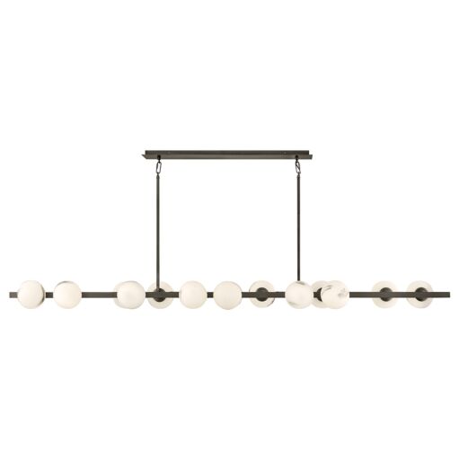 Selene 14-Light Linear Chandelier by Fredrick Ramond - Modern Swirled Glass Elegance