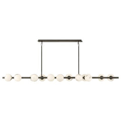 Selene 14-Light Linear Chandelier by Fredrick Ramond - Modern Swirled Glass Elegance