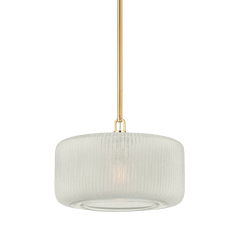 Hudson Valley Lighting Beechurst Pendant 7017-AGB - Elegant Hanging Light with Hand-Cut Indian Glass in Aged Brass