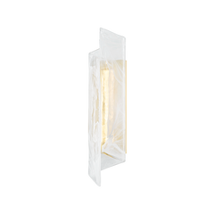 Greenville Wall Sconce by Hudson Valley Lighting, Aged Brass Finish, Folded Glass Shade, ETL Damp Rated