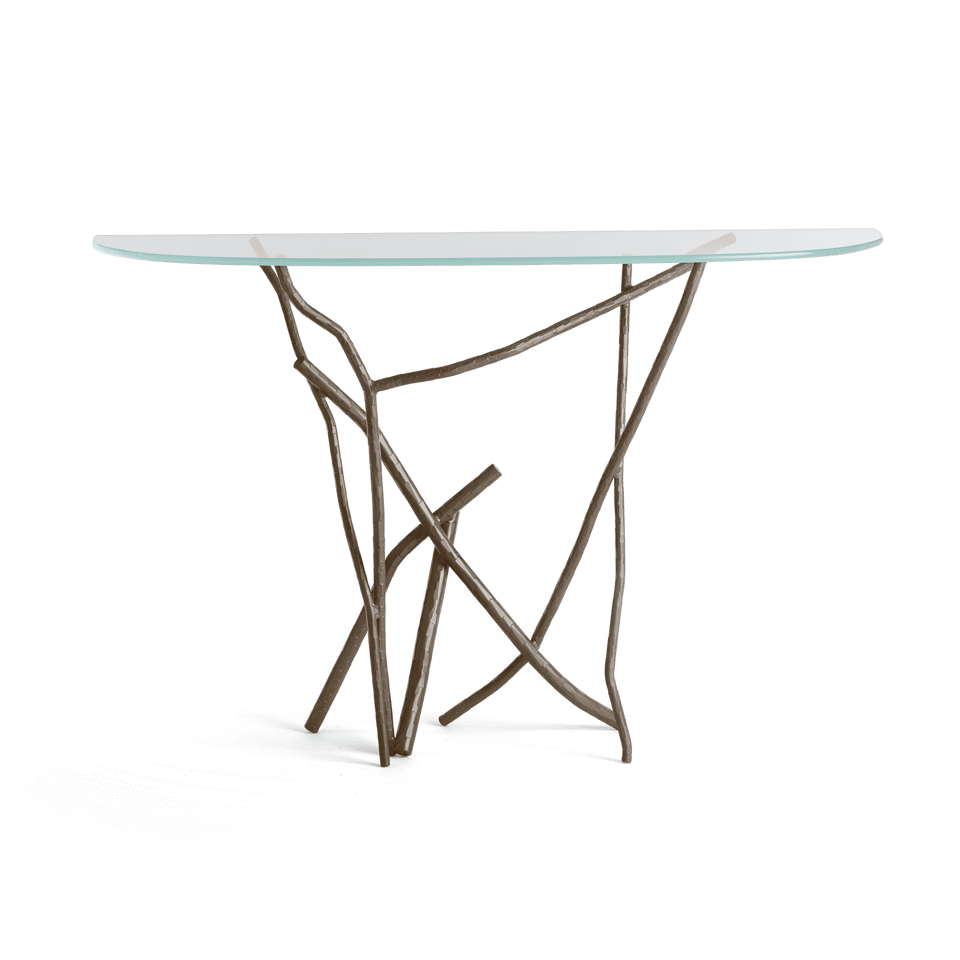 Hubbardton Forge Brindille Console Table - Hand-Hammered Aluminum Legs, Customizable Finishes, 33.6" Height