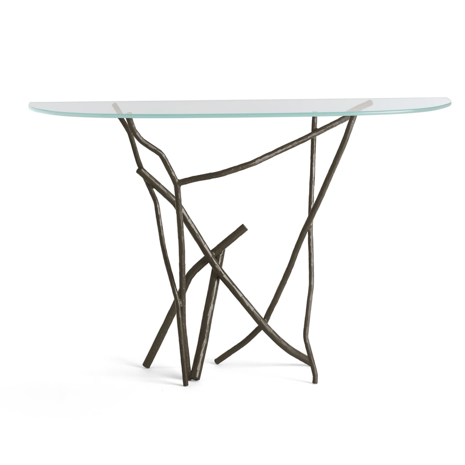 Hubbardton Forge Brindille Console Table - Hand-Hammered Aluminum Legs, Customizable Finishes, 33.6" Height