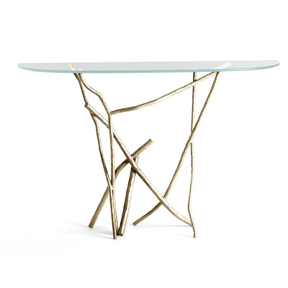 Hubbardton Forge Brindille Console Table - Hand-Hammered Aluminum Legs, Customizable Finishes, 33.6" Height