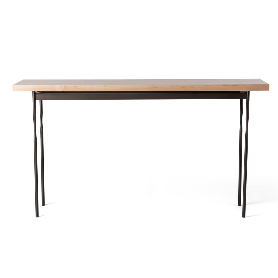 Senza Wood Top Console Table by Hubbardton Forge - 60 In Solid Maple with Steel Legs, Multiple Finishes