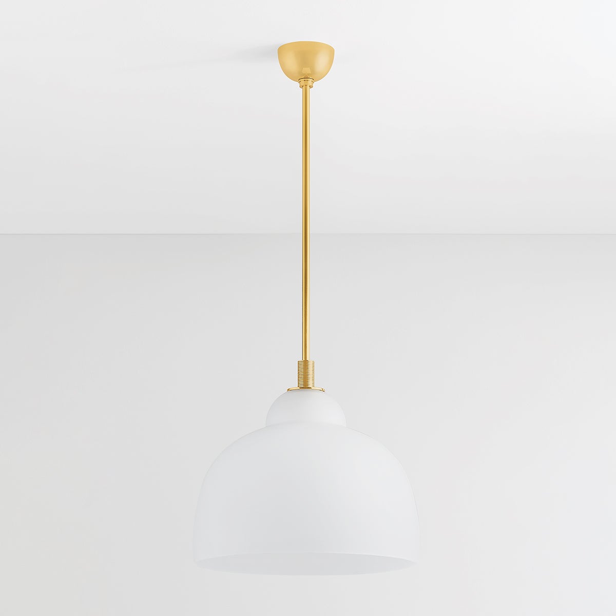 Oberon Large Pendant Light by Hudson Valley Lighting, Aged Brass Finish, 18" Wide, Dimmable Glass Shade