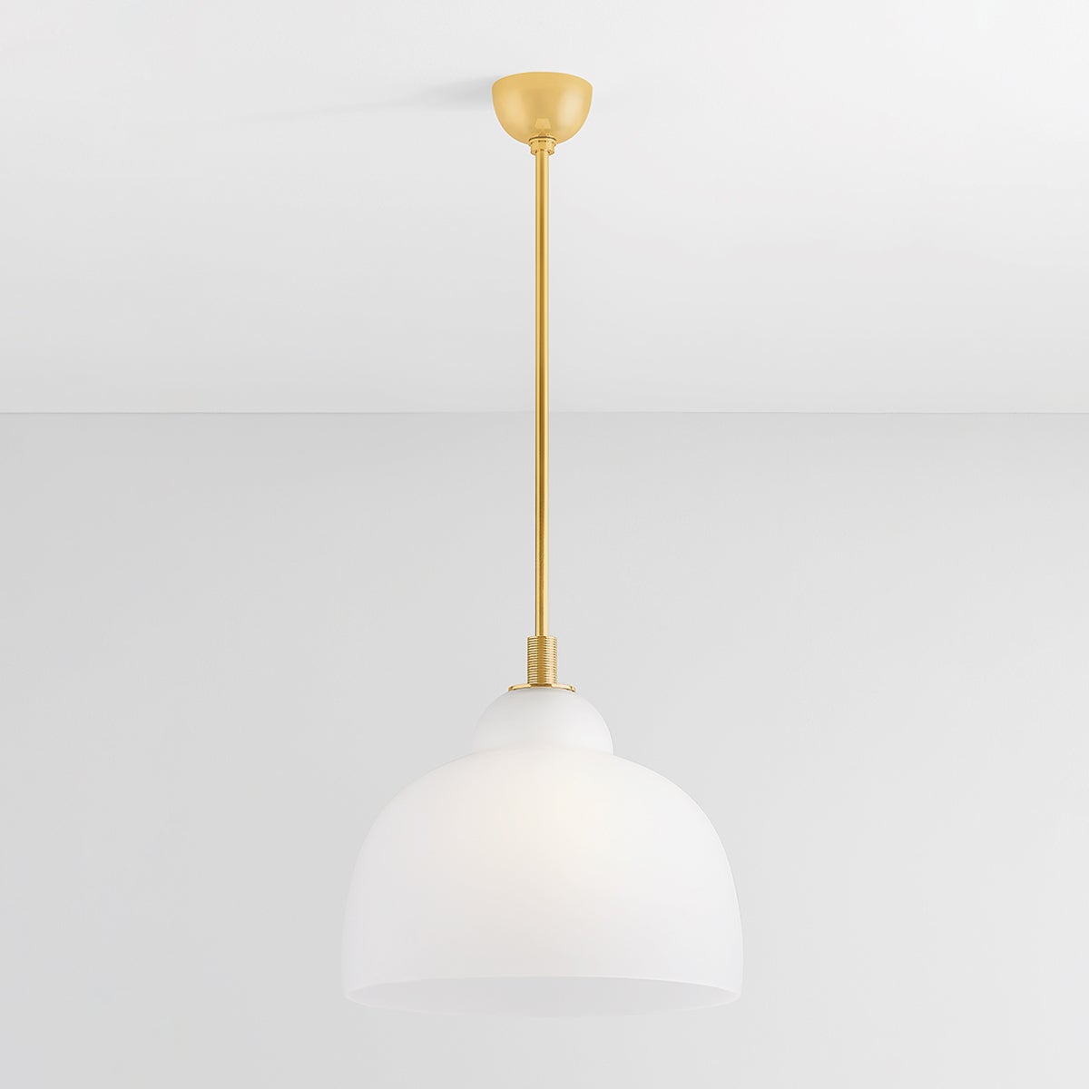 Oberon Large Pendant Light by Hudson Valley Lighting, Aged Brass Finish, 18" Wide, Dimmable Glass Shade