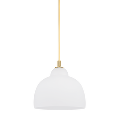 Oberon Large Pendant Light by Hudson Valley Lighting, Aged Brass Finish, 18" Wide, Dimmable Glass Shade