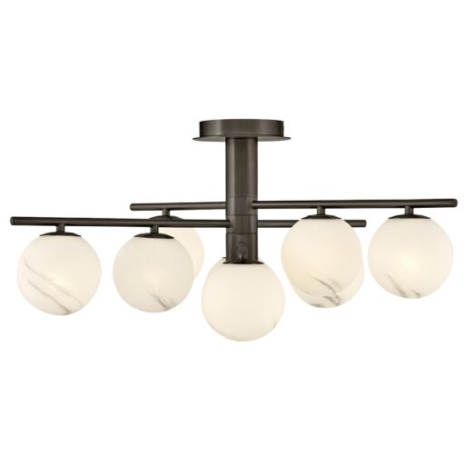 Selene Large Semi-Flush Mount Light - Modern Design with Swirled Glass Globes by Fredrick Ramond