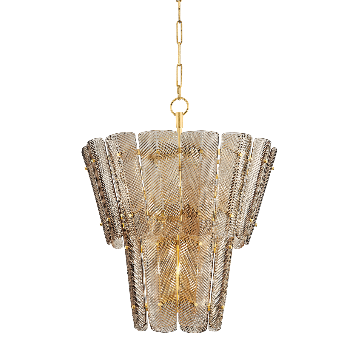 Cassian 10-Light Chandelier by Hudson Valley Lighting - Vintage Gold Leaf, Dimmable, Cast Glass Elegance