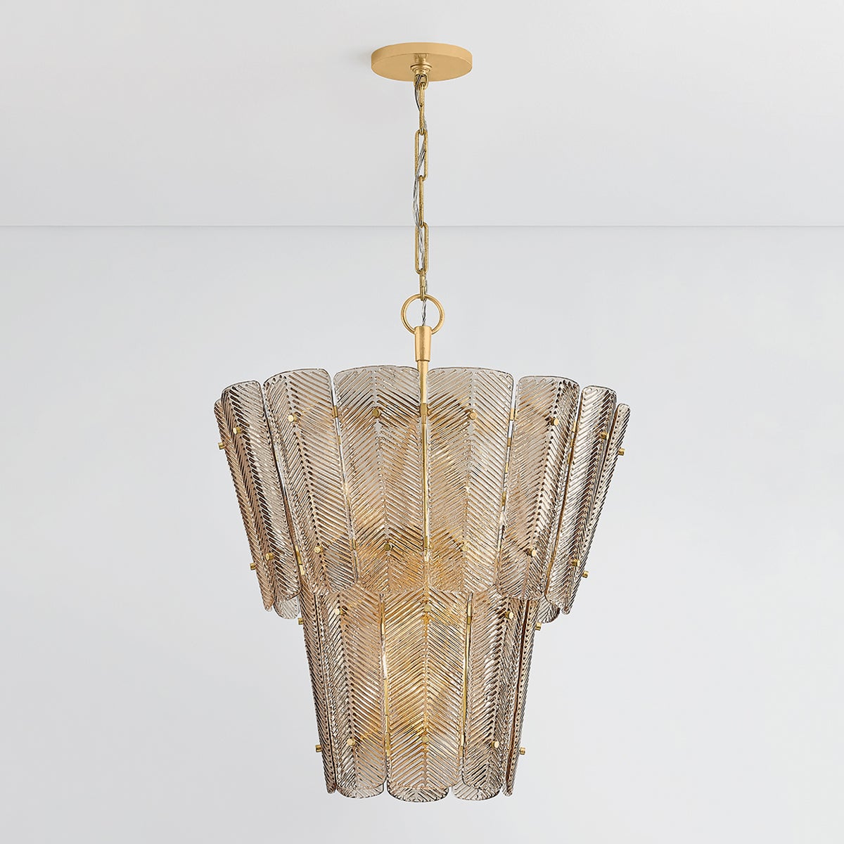 Cassian 10-Light Chandelier by Hudson Valley Lighting - Vintage Gold Leaf, Dimmable, Cast Glass Elegance