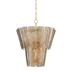 Cassian 10-Light Chandelier by Hudson Valley Lighting - Vintage Gold Leaf, Dimmable, Cast Glass Elegance