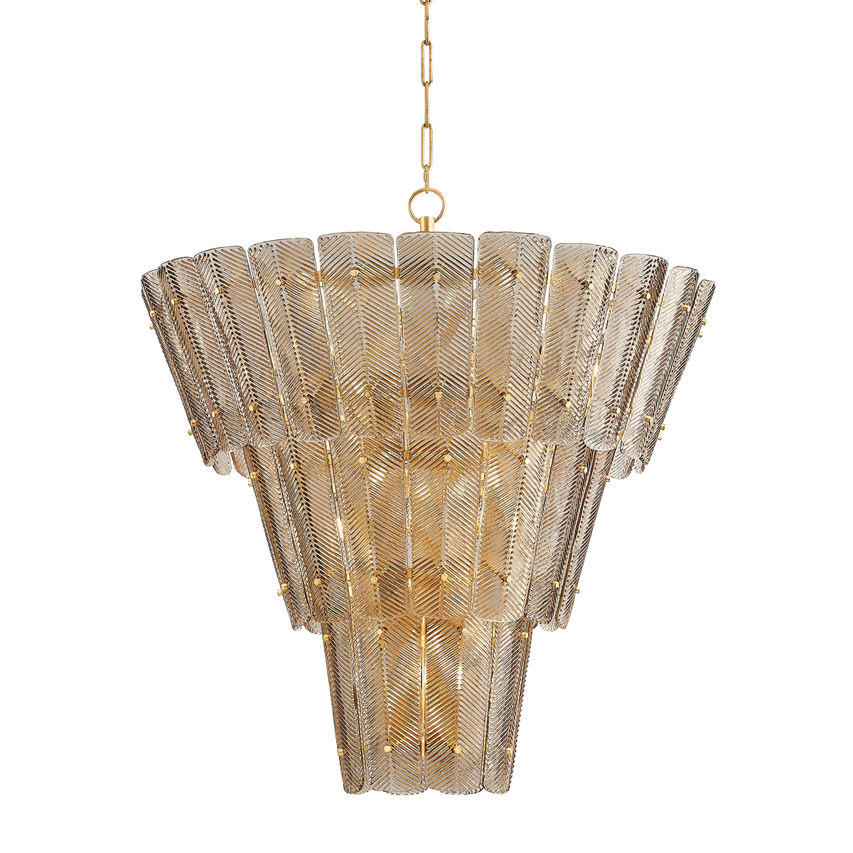 Cassian 18-Light Chandelier - Hudson Valley Lighting, Vintage Gold Leaf, Dimmable, 46"H x 44.5"W