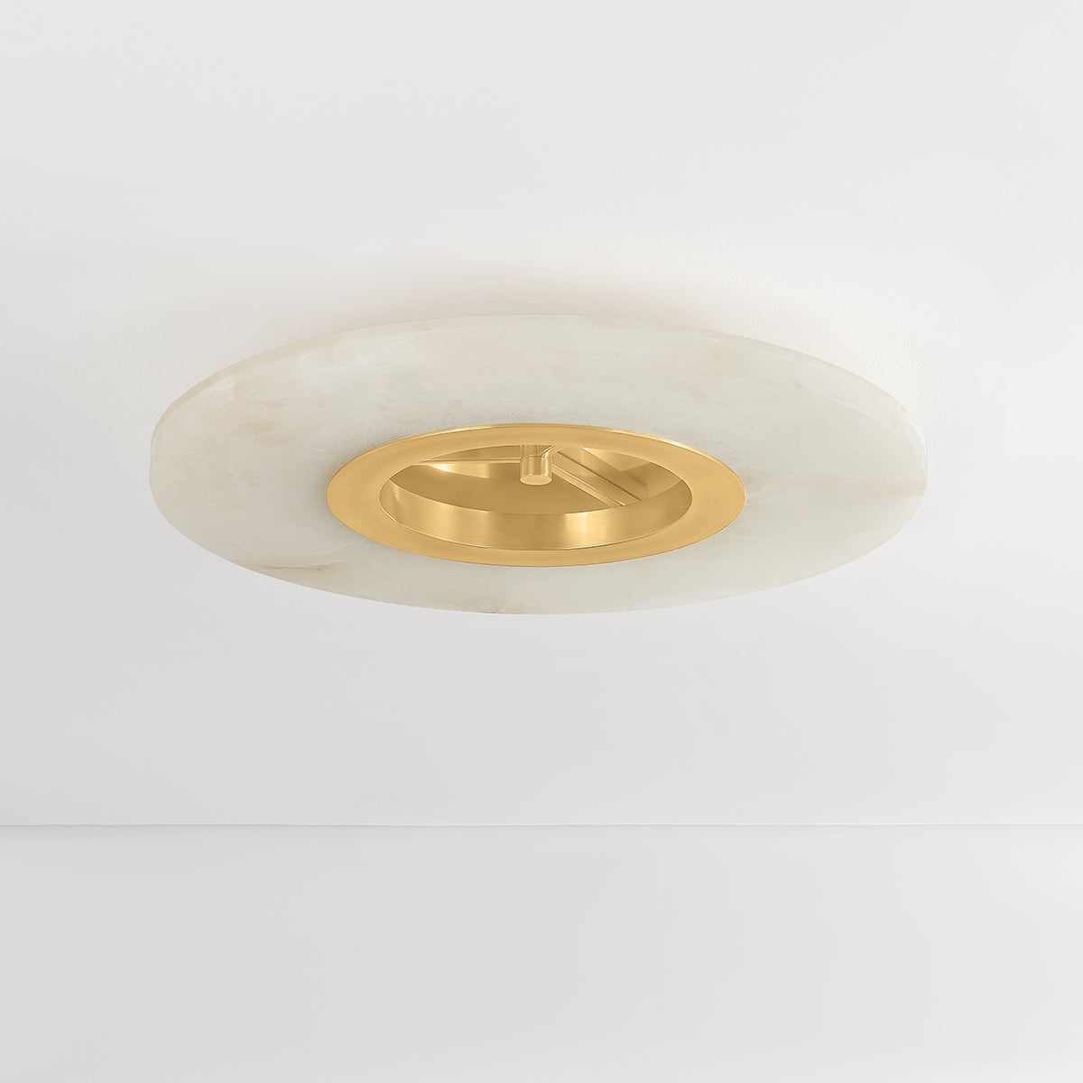 Alto Semi Flush Ceiling Light by Hudson Valley Lighting - Aged Brass with Alabaster Shade