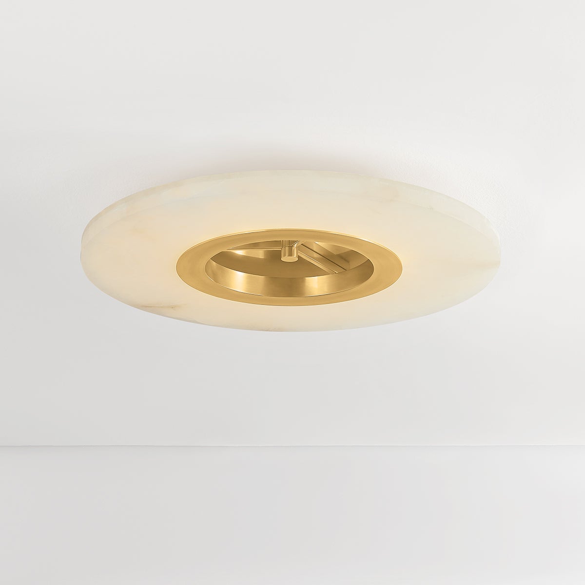 Alto Semi Flush Ceiling Light by Hudson Valley Lighting - Aged Brass with Alabaster Shade